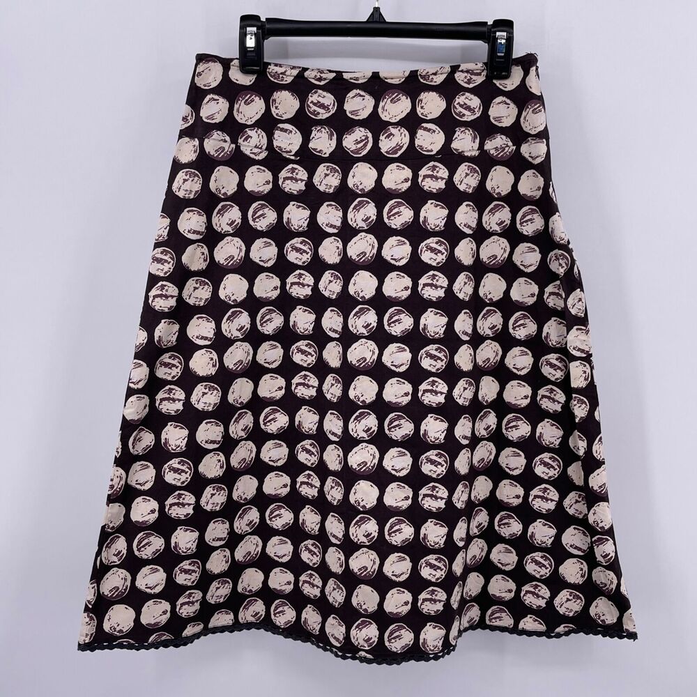 Brown A Line Skirt Nougat Sz 14 Short Geometric Circle Pattern Lightweight